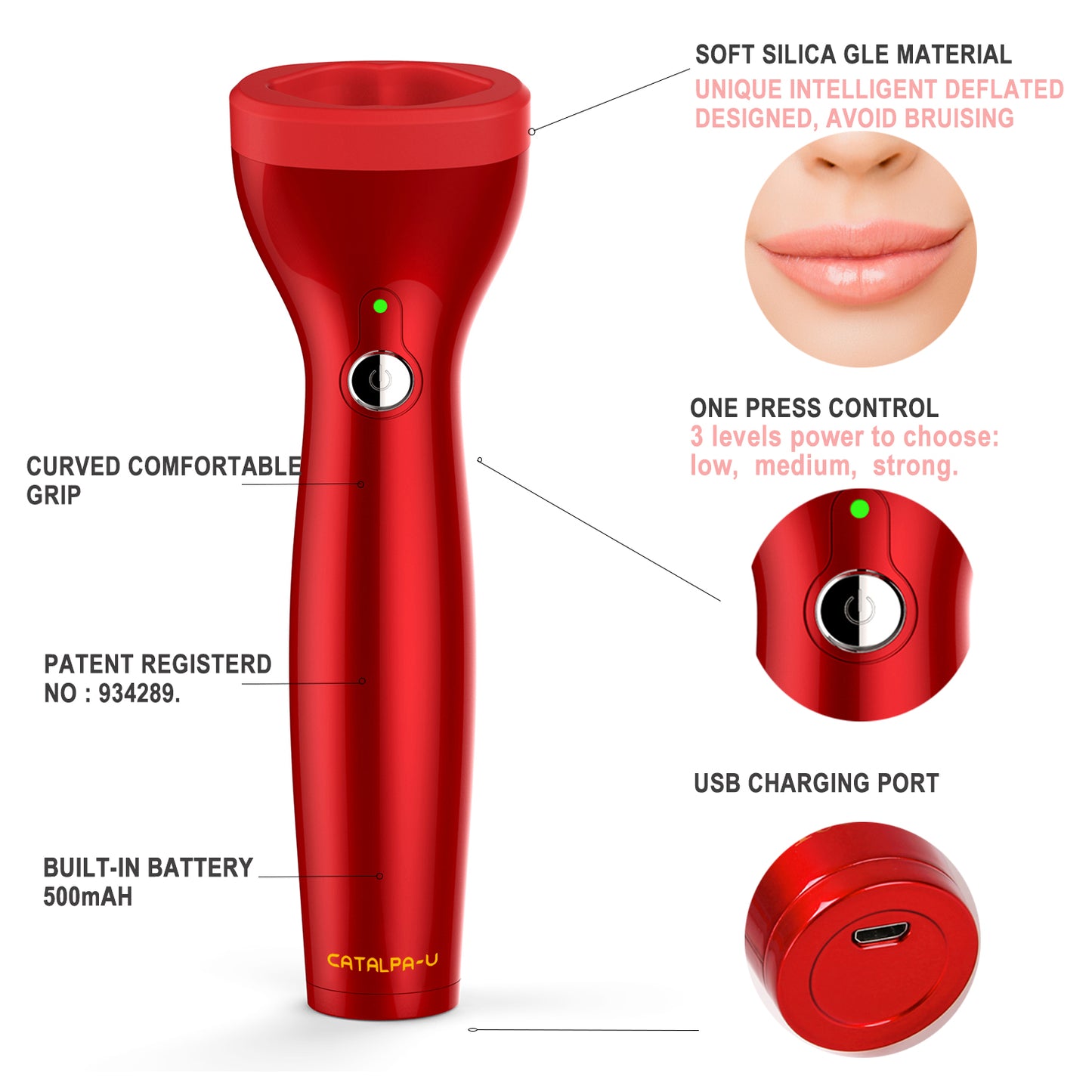 Electric lip plumper automatic lip fuller device 3 level power lip Enhancer