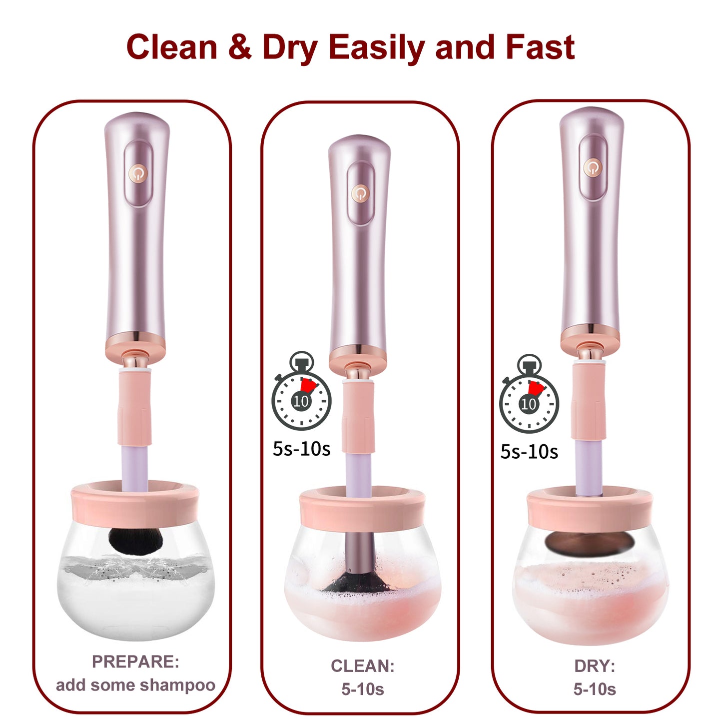 Electric makeup brush cleaner dryer automatic cosmetic brush spinner ink shaker