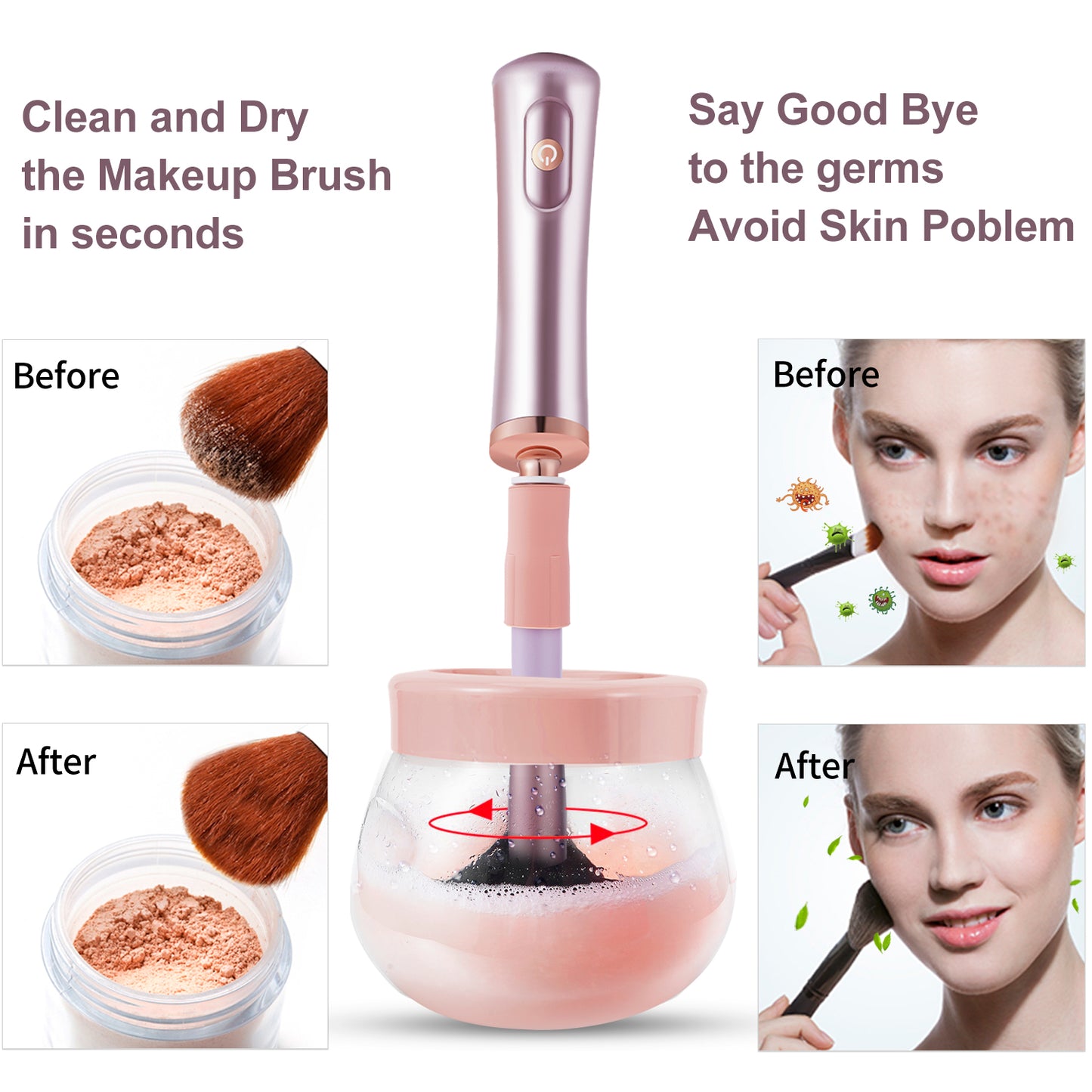 Electric makeup brush cleaner dryer automatic cosmetic brush spinner ink shaker